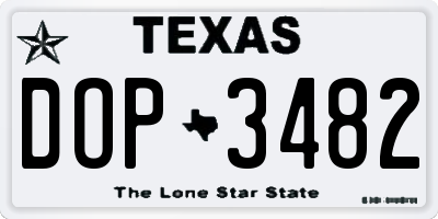 TX license plate DOP3482