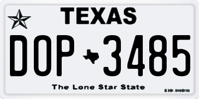 TX license plate DOP3485