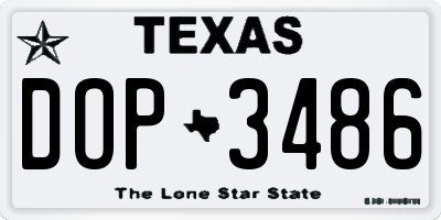 TX license plate DOP3486