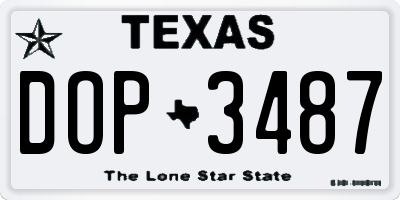 TX license plate DOP3487