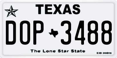 TX license plate DOP3488