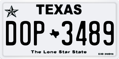 TX license plate DOP3489