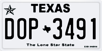 TX license plate DOP3491