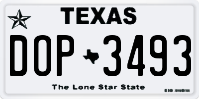 TX license plate DOP3493