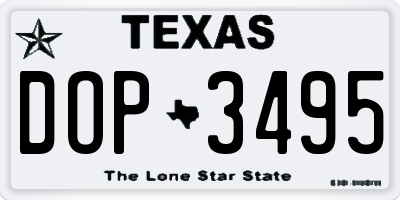 TX license plate DOP3495