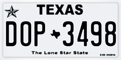 TX license plate DOP3498