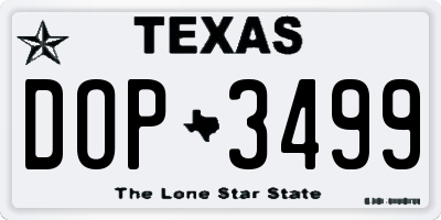 TX license plate DOP3499