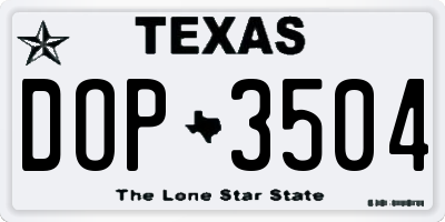 TX license plate DOP3504