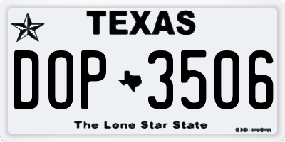 TX license plate DOP3506