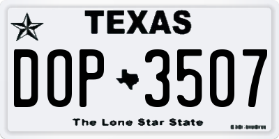 TX license plate DOP3507
