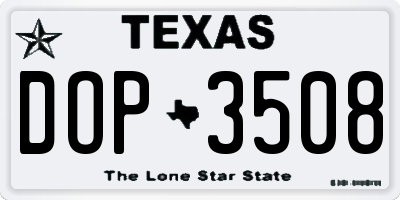 TX license plate DOP3508