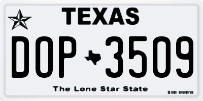 TX license plate DOP3509