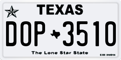 TX license plate DOP3510