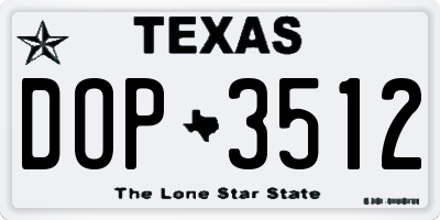 TX license plate DOP3512