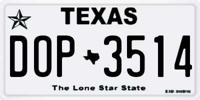 TX license plate DOP3514
