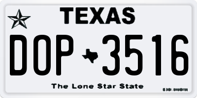 TX license plate DOP3516