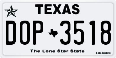 TX license plate DOP3518