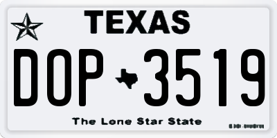 TX license plate DOP3519