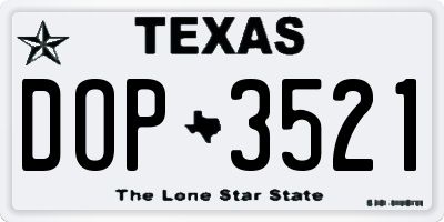 TX license plate DOP3521