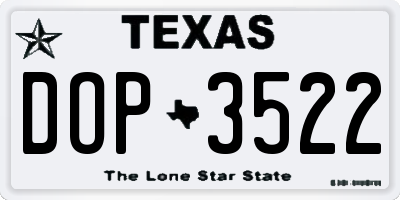 TX license plate DOP3522