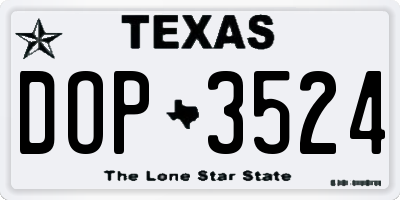 TX license plate DOP3524