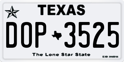 TX license plate DOP3525