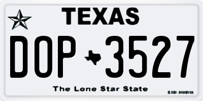 TX license plate DOP3527