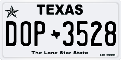 TX license plate DOP3528