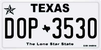 TX license plate DOP3530