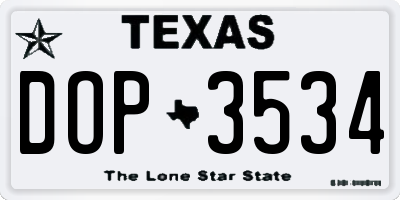 TX license plate DOP3534