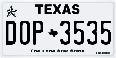 TX license plate DOP3535