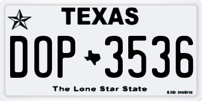 TX license plate DOP3536