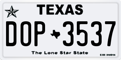 TX license plate DOP3537