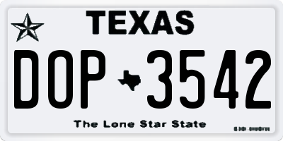 TX license plate DOP3542