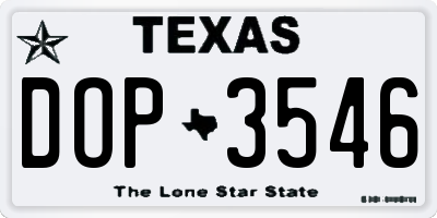TX license plate DOP3546