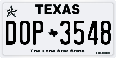 TX license plate DOP3548