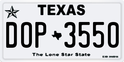 TX license plate DOP3550