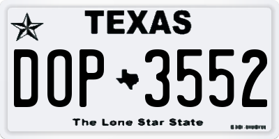 TX license plate DOP3552