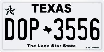 TX license plate DOP3556