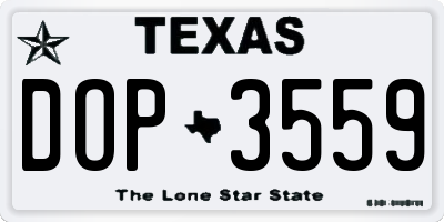 TX license plate DOP3559
