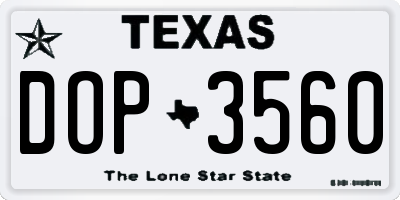 TX license plate DOP3560