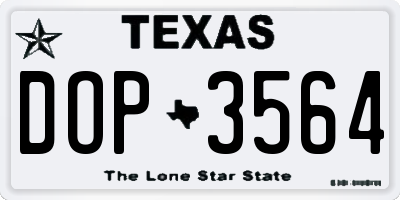 TX license plate DOP3564
