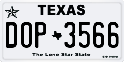 TX license plate DOP3566