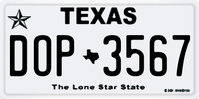 TX license plate DOP3567