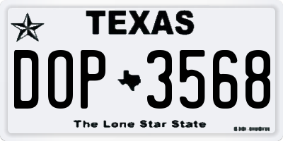 TX license plate DOP3568