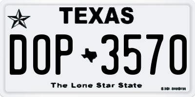 TX license plate DOP3570