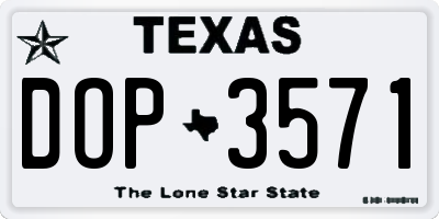 TX license plate DOP3571