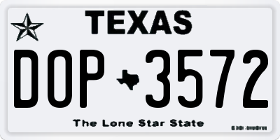 TX license plate DOP3572
