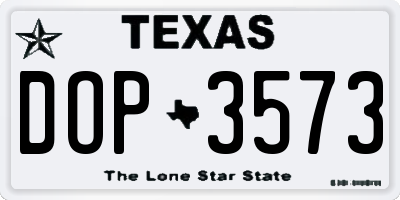 TX license plate DOP3573