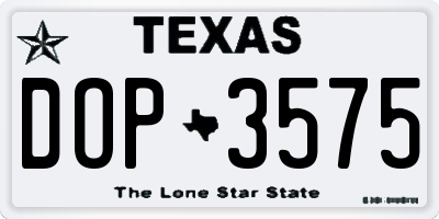 TX license plate DOP3575